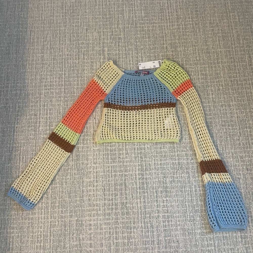 Urban Outfitters Colorful Crochet Long Sleeve Top
